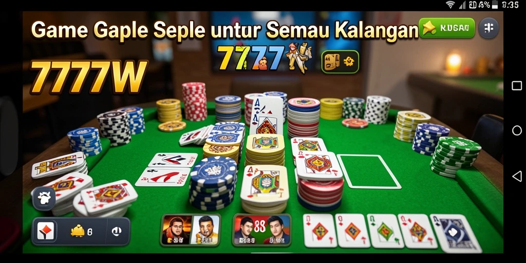 Gameplay seru Gaple di 7777W yang mengasyikkan.