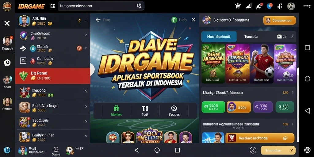 Tampilan aplikasi IDRGAME dengan berbagai pilihan taruhan olahraga.
