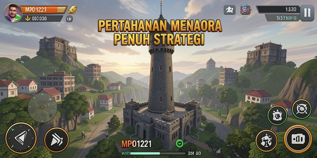 Tampilan menarik dari gameplay Tower Defense di MPO1221.