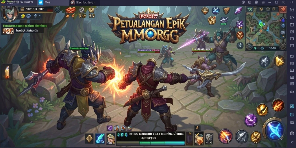 Tampilan gameplay epik dari POROS77 dengan pertarungan seru di dunia MMORPG.