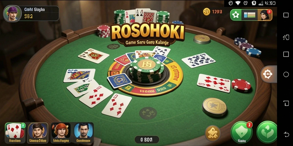 Tampilan seru dan menarik dari gameplay Gaple di ROSOHOKI.