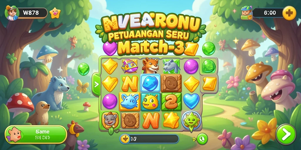Gameplay seru WE878 yang menantang di setiap level Match-3.